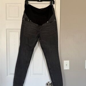 H&M Black Maternity Pregnancy Jeans Mama Bump Friendly High Rib Size Large